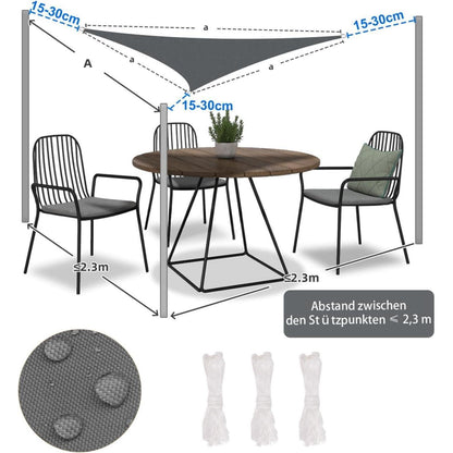 Wasserdichtes Sonnensegel Dreieck Anthrazit 2x2x2m UV-Schutz PES
