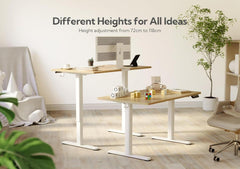 Claiks Elektrischer Schreibtisch Höhenverstellbar 160x60 cm Weiß/Beige