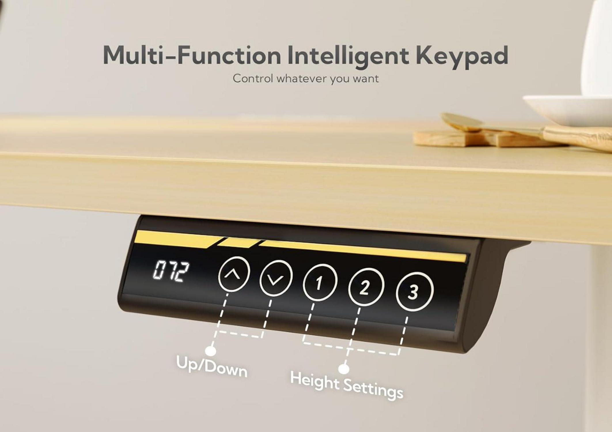 Claiks Elektrischer Schreibtisch Höhenverstellbar 160x60 cm Weiß/Beige