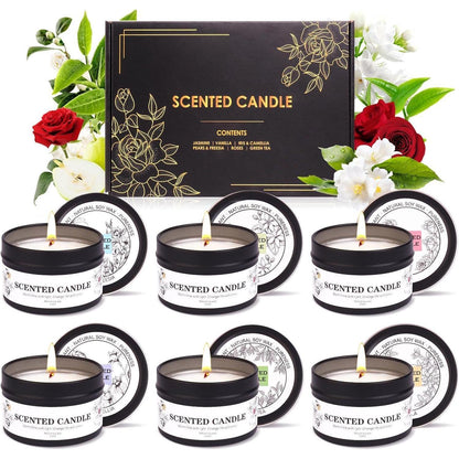Premium Duftkerzen Geschenk Set für Frauen im Glas 6 Düfte