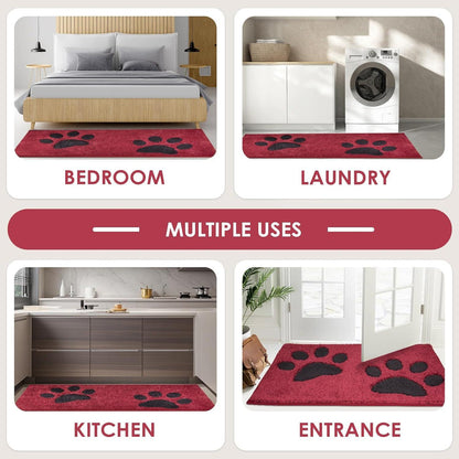 FCSDETAIL Schmutzfangmatte waschbar 60 x 90 cm Fußmatte Sauberlaufmatte nasse Pfoten Rot