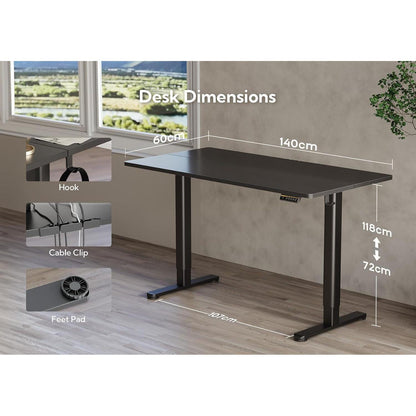 Höhenverstellbarer Schreibtisch Elektrisch 140x60 cm Schwarz