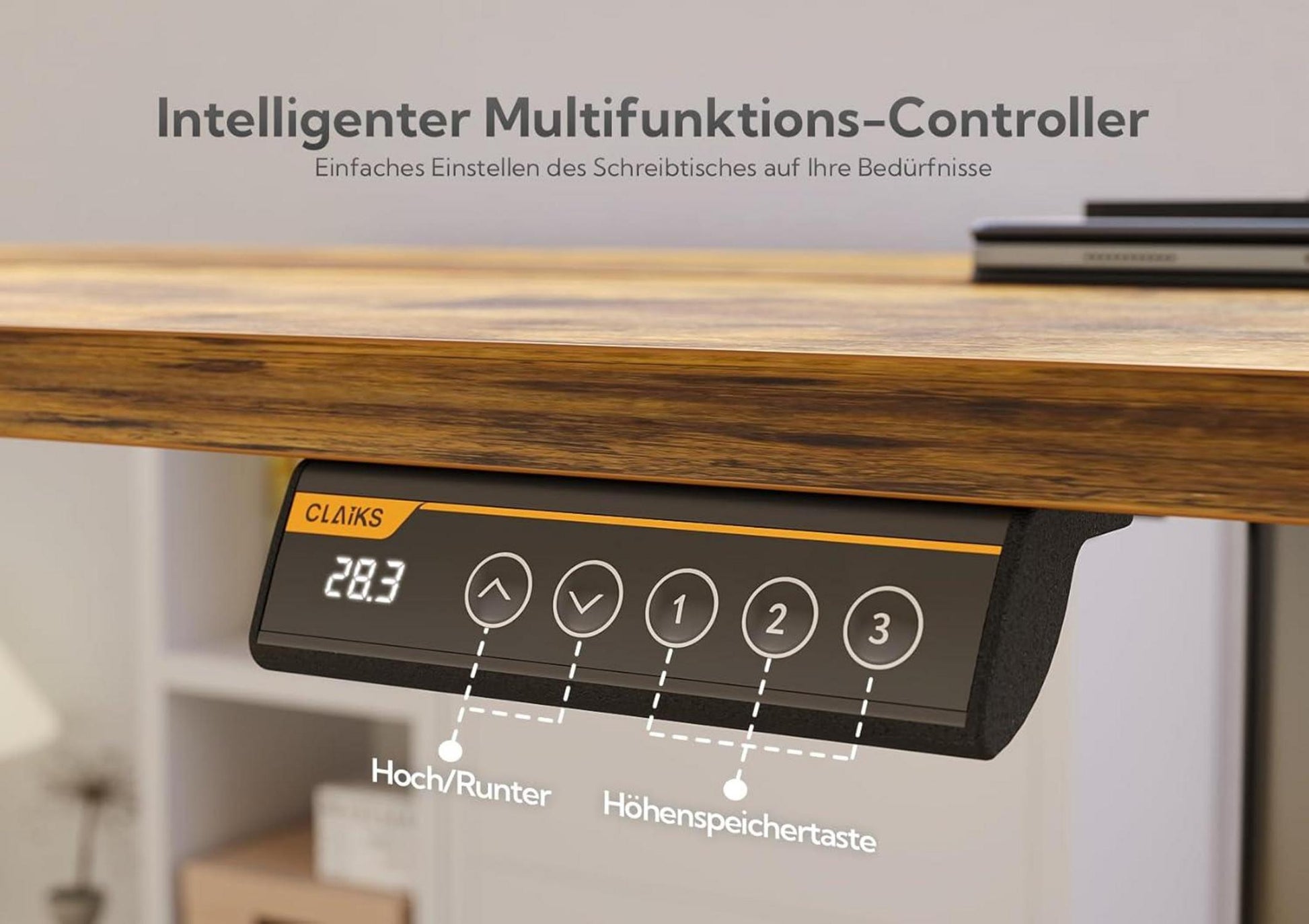 Höhenverstellbarer Schreibtisch 160x60 cm Elektrisch Standing Desk Schwarz