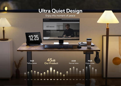 Höhenverstellbarer Schreibtisch 140x60 cm Standing Desk Schwarz/Braun