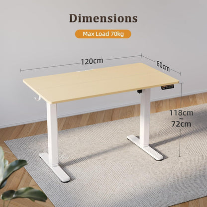 Höhenverstellbarer Schreibtisch Elektrisch 120x60 cm