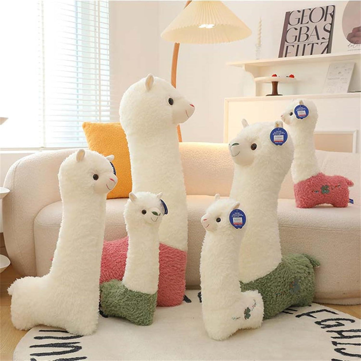 XXL Alpaka Kuschelkissen - Weiß 70cm - Weiches Plüschtier Geschenk