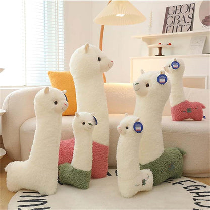 XXL Alpaka Kuschelkissen - Weiß 70cm - Weiches Plüschtier Geschenk