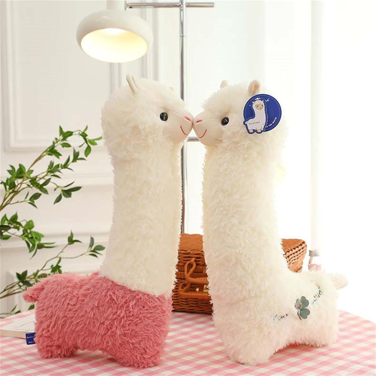XXL Alpaka Kuschelkissen - Weiß 70cm - Weiches Plüschtier Geschenk
