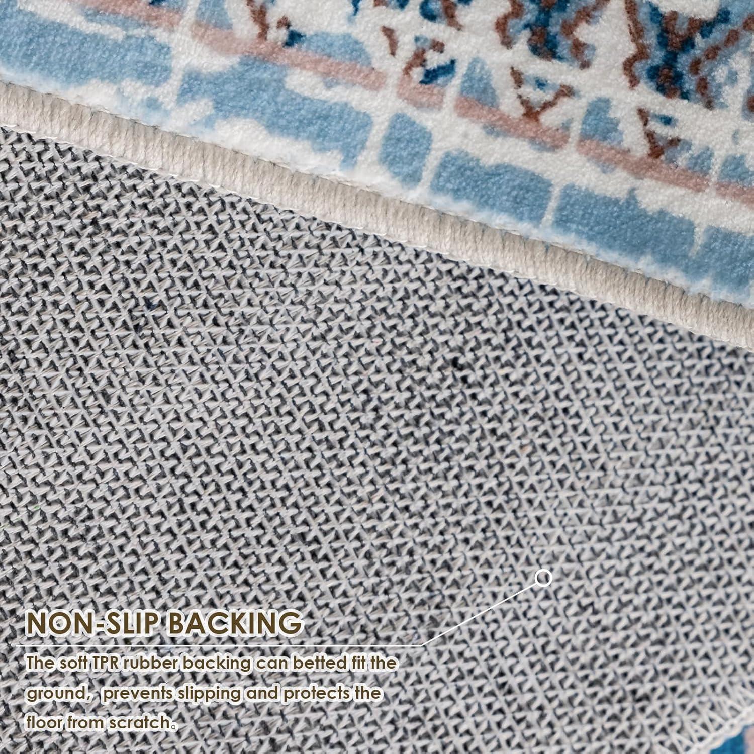 Teppich Wohnzimmer Waschbarer Orientalisch Rutschfest Dunkelblau