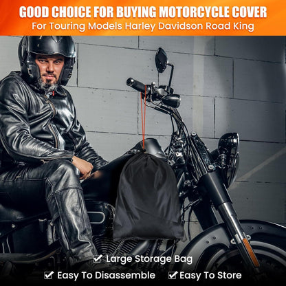 Motorradabdeckung 420D für Harley Davidson Road King 2XL Schwarz