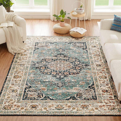 Waschbarer Vintage Oriental Teppich Kurzflor Groß Rutschfest 200x290CM