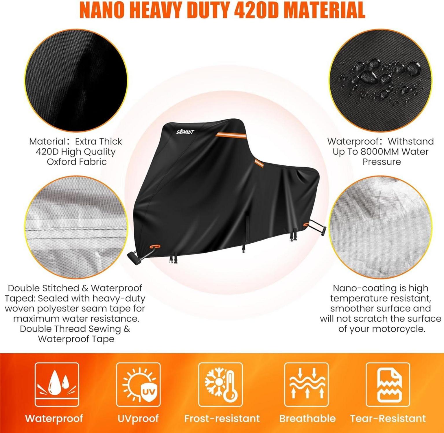 Motorradabdeckung 420D wasserdicht Harley Davidson Road King UV-Schutz