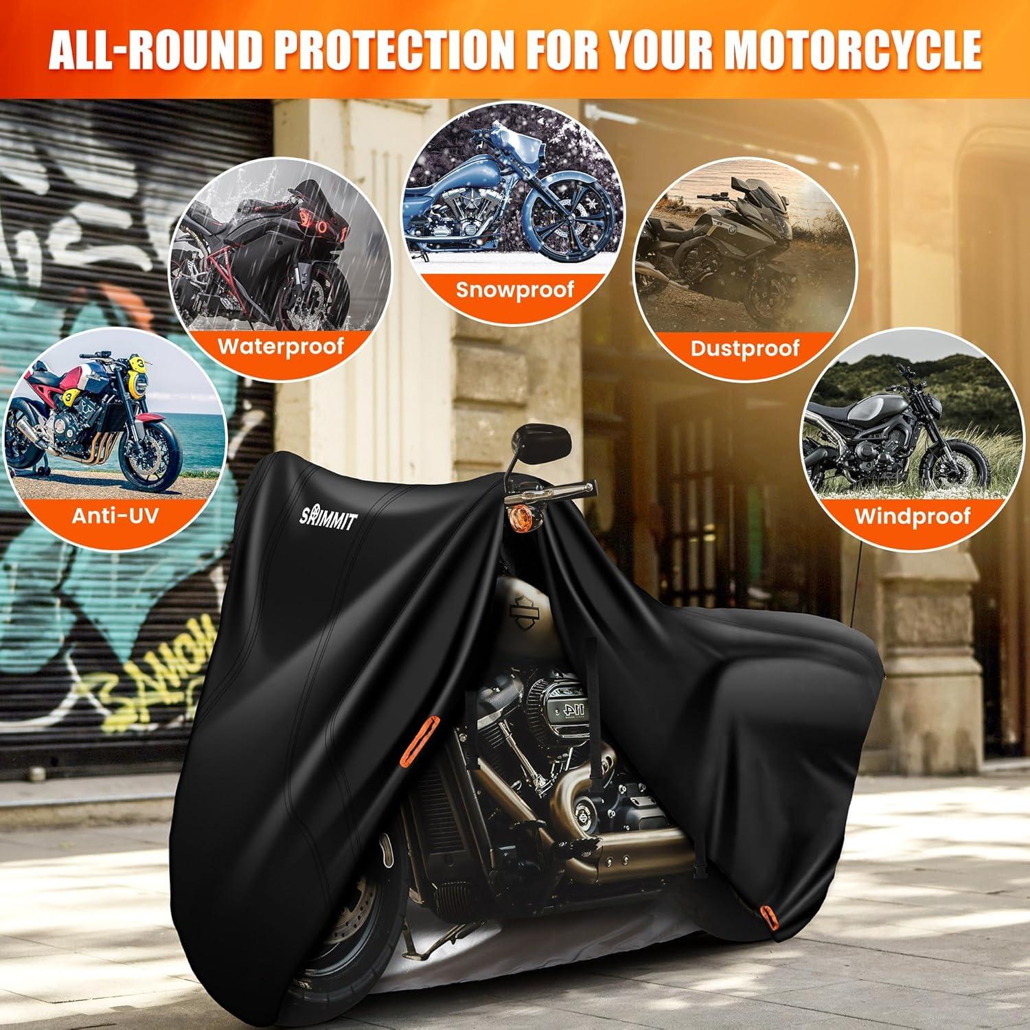 Motorradabdeckung 420D wasserdicht UV-Schutz Outdoor schwarz 1XL 218x99x129CM Road King