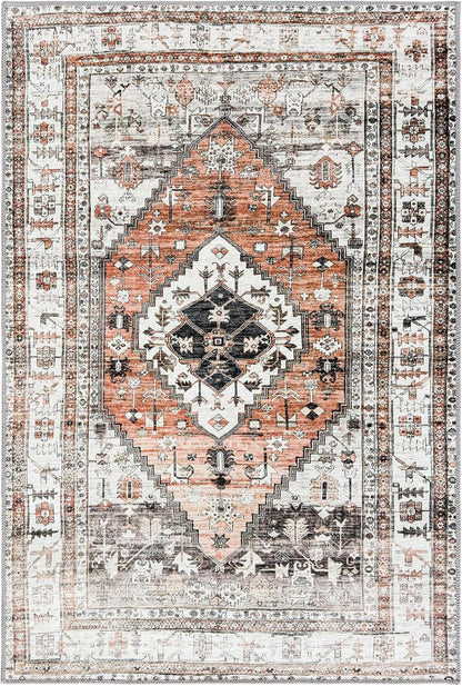 OMERAI Vintage Teppich Orange 60x130CM Kurzflor rutschfest