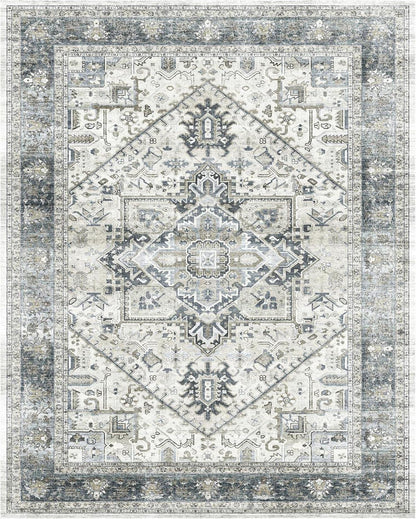 OMERAI Kurzflor Teppich Vintage 120x170CM waschbar rutschfest Blumenmuster