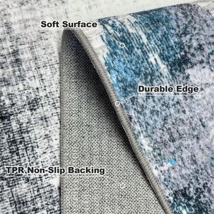 Waschbarer Teppich Kurzflor Abstrakt Blau 200x290CM für