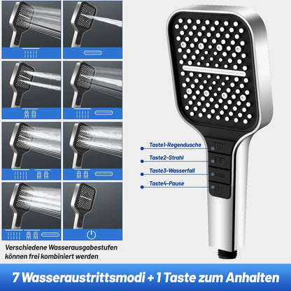 Duschkopf mit Schlauch 1.5M, 7 Strahlarten
