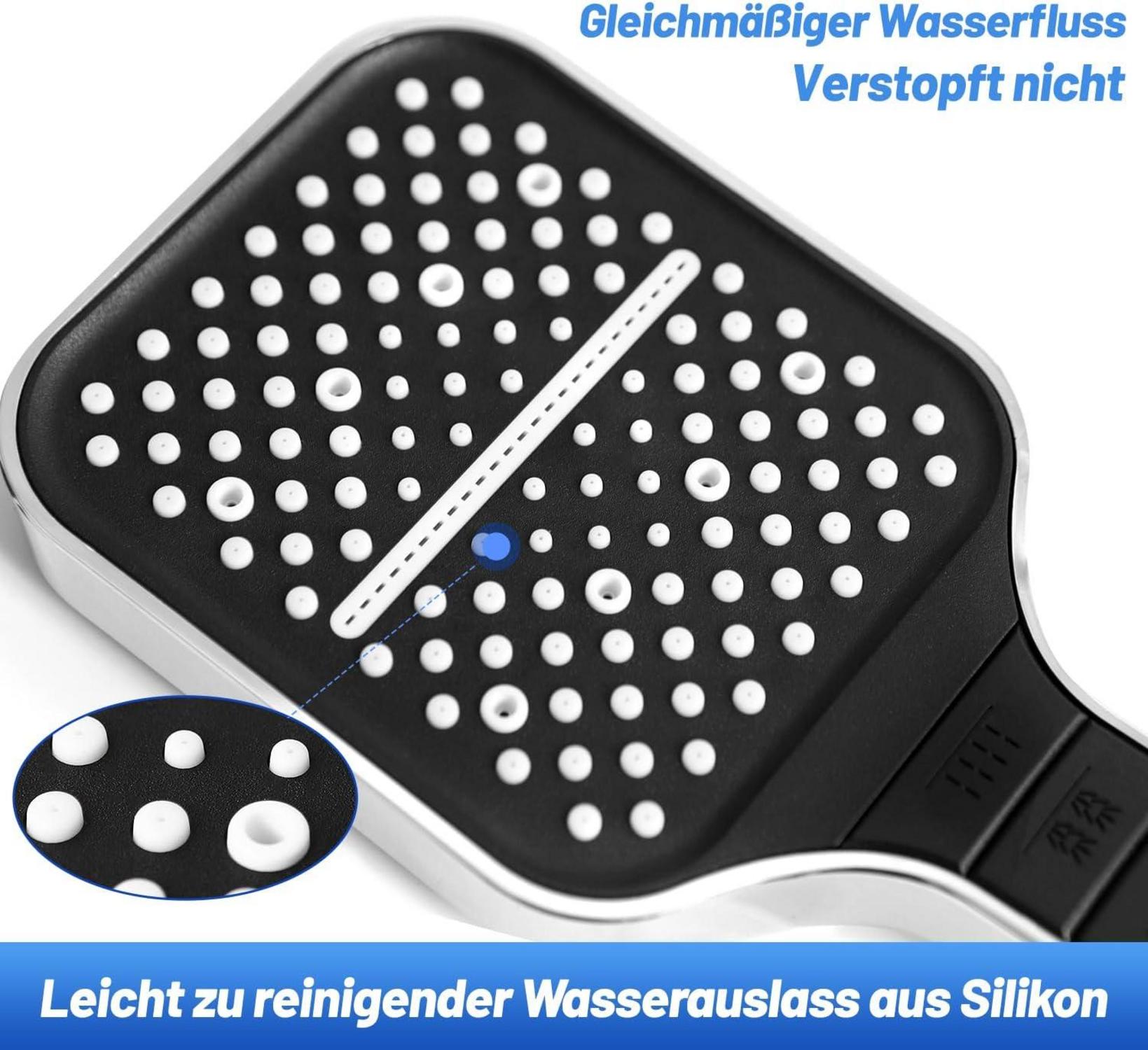 Duschkopf mit Schlauch 1.5M 7 Strahlarten Wassersparend Silber