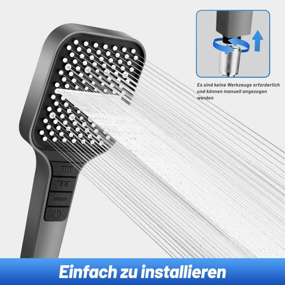 Duschkopf 7 Strahlarten Regendusche Stopptaste Wassersparend grau