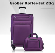 COOLIFE Koffer Set 2tlg Lila Stoffkoffer Handgepäck