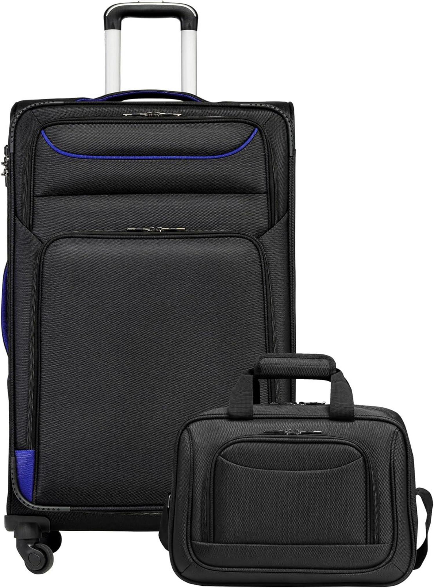 COOLIFE Koffer Trolley 4 Rollen Stoffkoffer Handgepäck TSA-Schloss