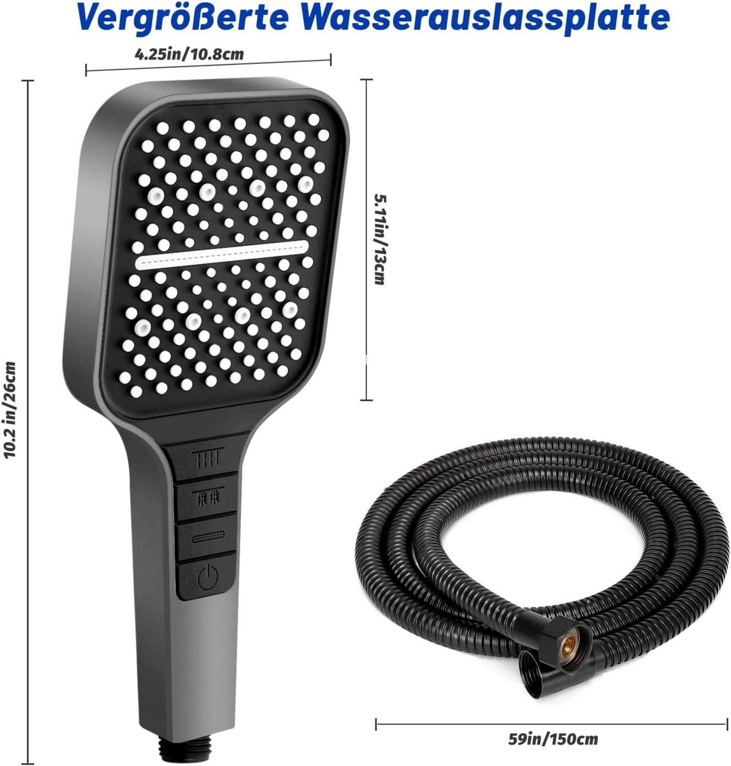 VEHHE Duschkopf 7 Strahlarten Wassersparend Regendusche mit