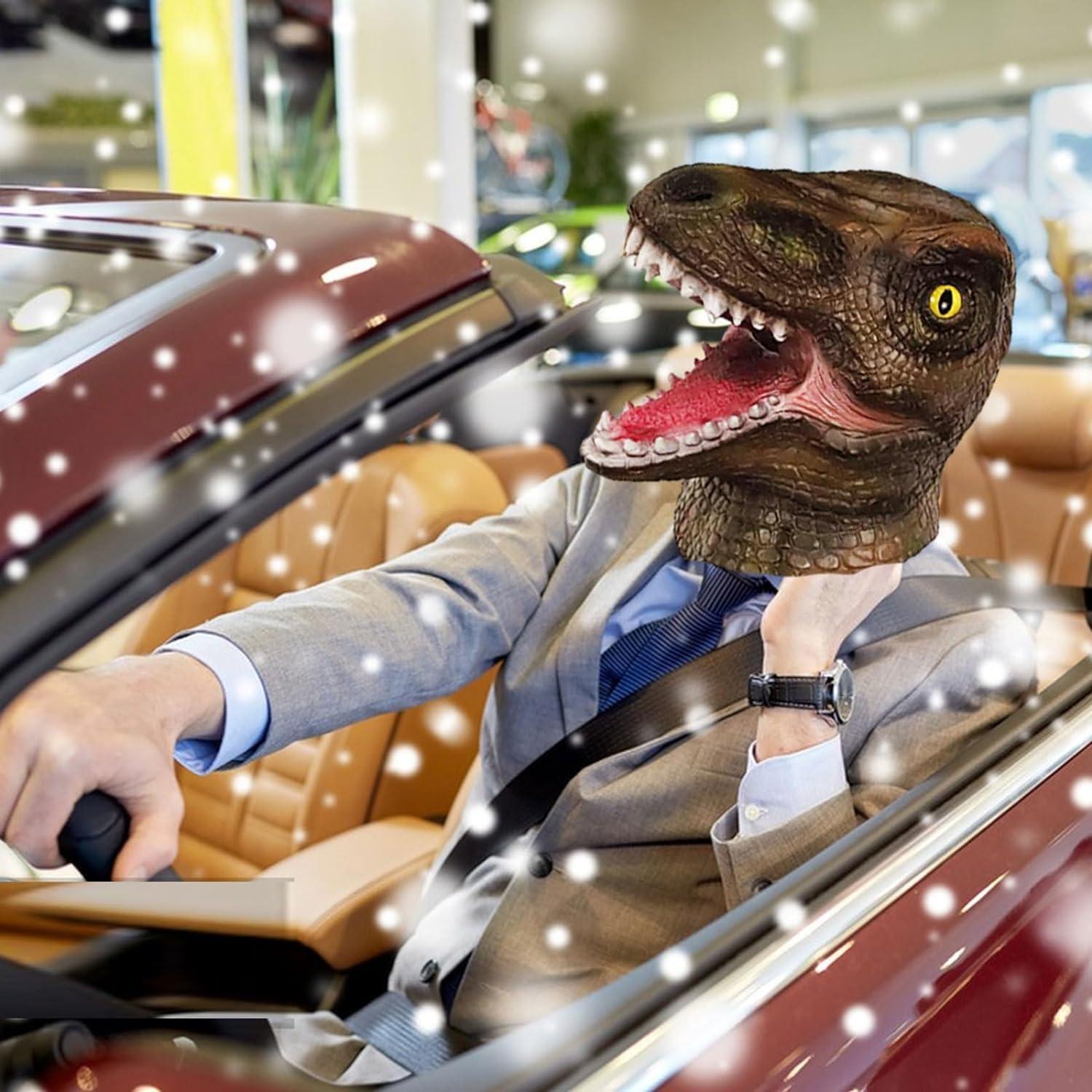 Gelbe Tyrannosaurus Dinosaurier Maske Latex für Halloween Cosplay