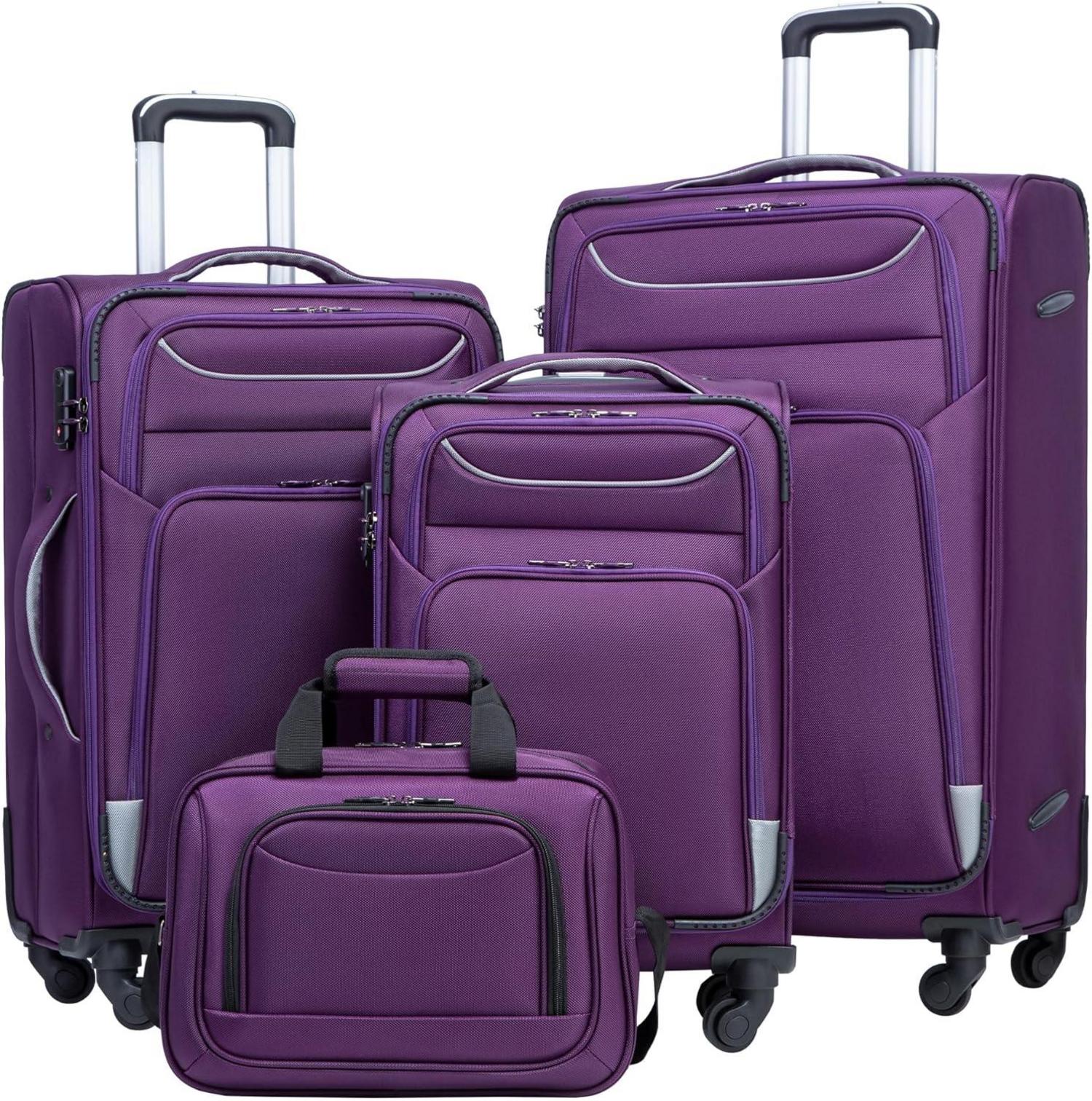 COOLIFE Koffer Set 4tlg Stoffkoffer mit TSA-Schloss