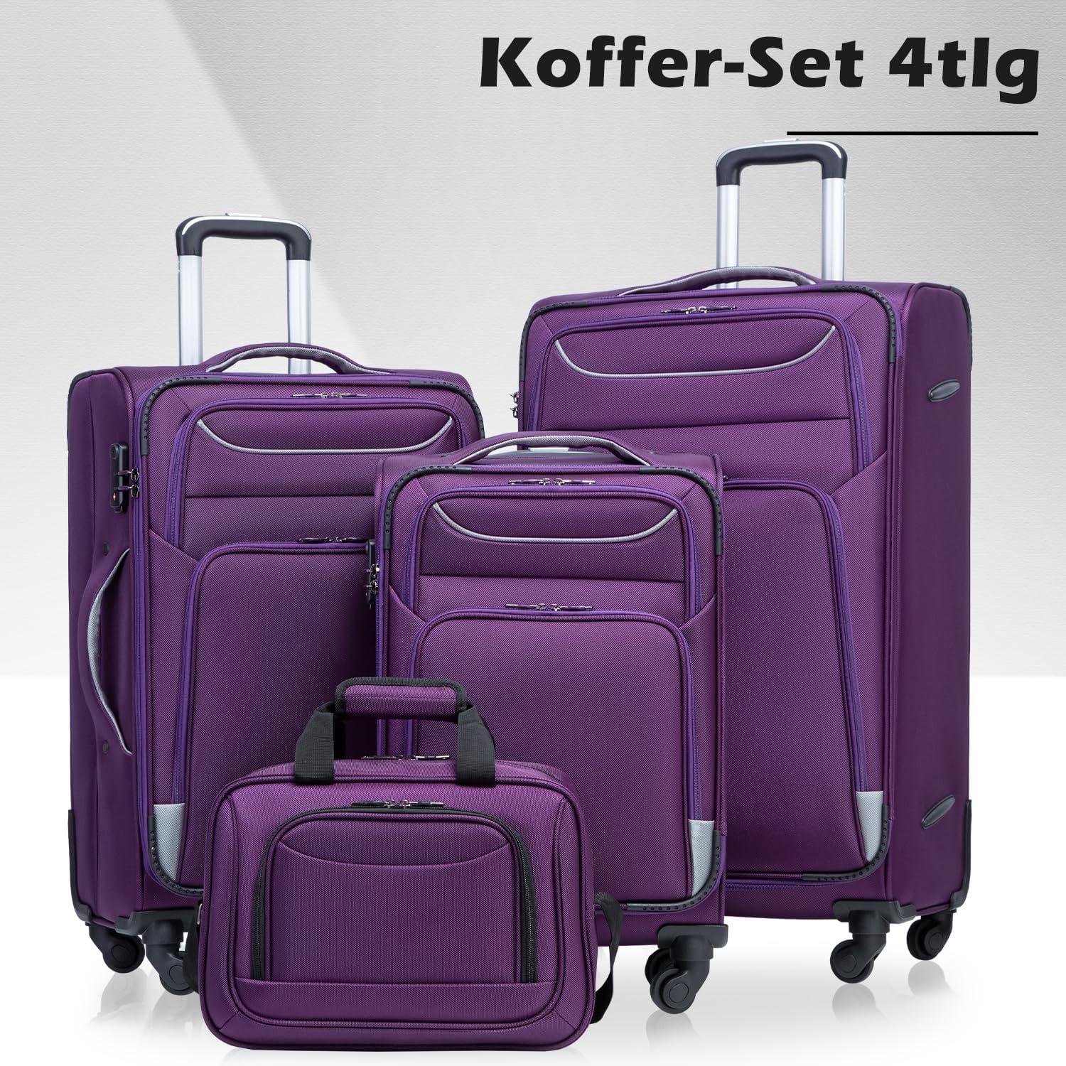 COOLIFE Koffer Trolley Set Stoffkoffer 4 Rollen Handgepäck