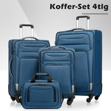 COOLIFE Koffer-Set 4tlg Blau Stoffkoffer TSA Handgepäck mit