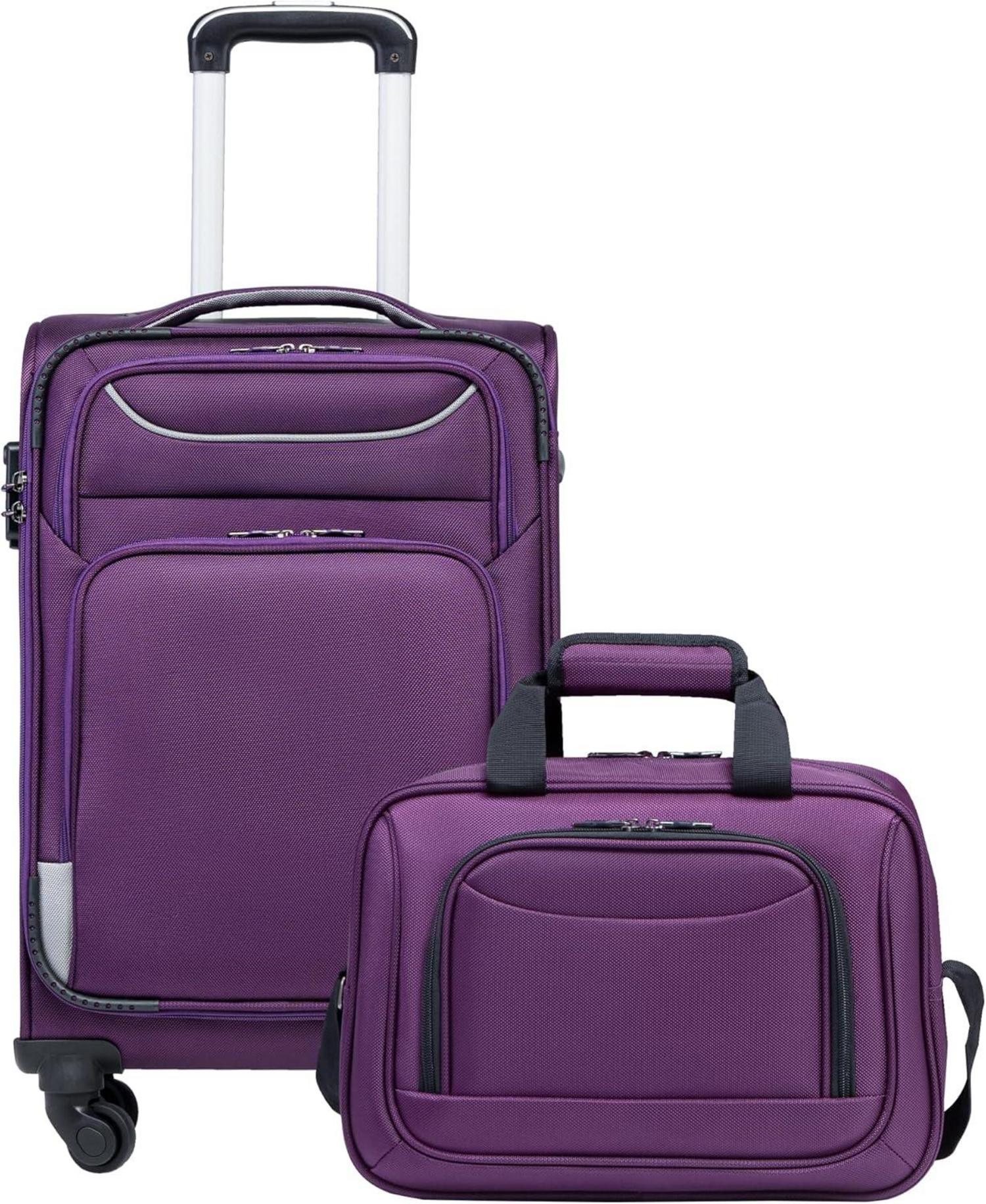 Leichter TSA Stoffkoffer Set mit 4 Rollen und Umhängetasche