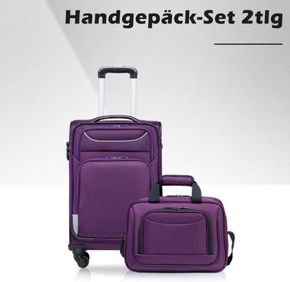 COOLIFE Koffer Set 2tlg Handgepäck Umhängetasche lila Silber