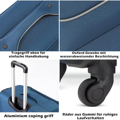 COOLIFE Koffer Set 2tlg Schwarz+Rot 4 Rollen Handgepäck