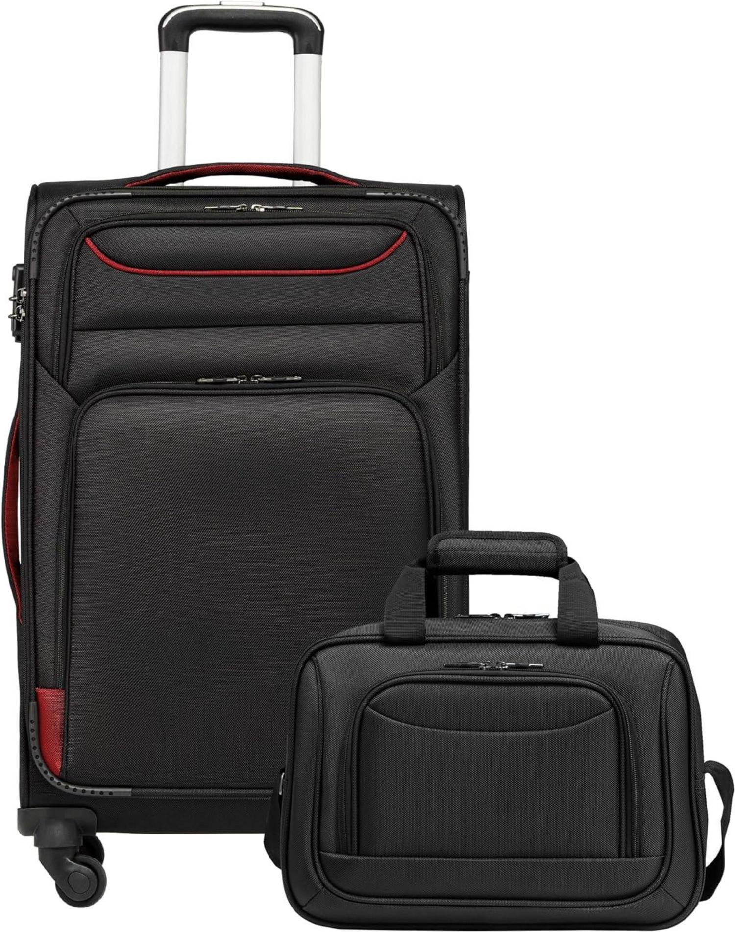 Koffer Set 2tlg 4 Rollen Stoffkoffer TSA-Schloss + Umhängetasche
