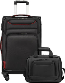 Koffer Set 2tlg 4 Rollen Stoffkoffer TSA-Schloss + Umhängetasche