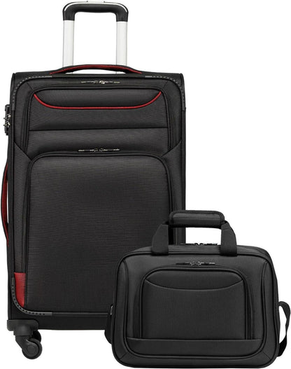 Koffer Set 2tlg 4 Rollen Stoffkoffer TSA-Schloss + Umhängetasche