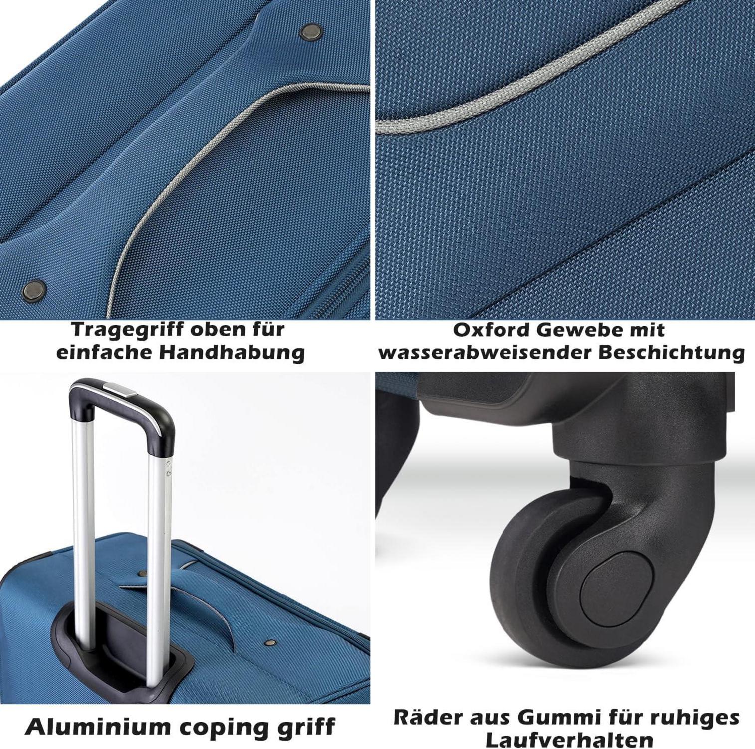 Koffer Trolley Set 2tlg in Schwarz+Rot zeitig Handgepäck Extrem Robust