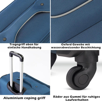 Koffer Trolley Set 2tlg in Schwarz+Rot zeitig Handgepäck Extrem Robust