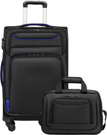 Koffer Set 2tlg Schwarz Stoffkoffer 4 Rollen Handgepäck TSA-Schloss