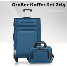 COOLIFE Koffer Set 2tlg Grau 4 Rollen Handgepäck TSA-Schloss