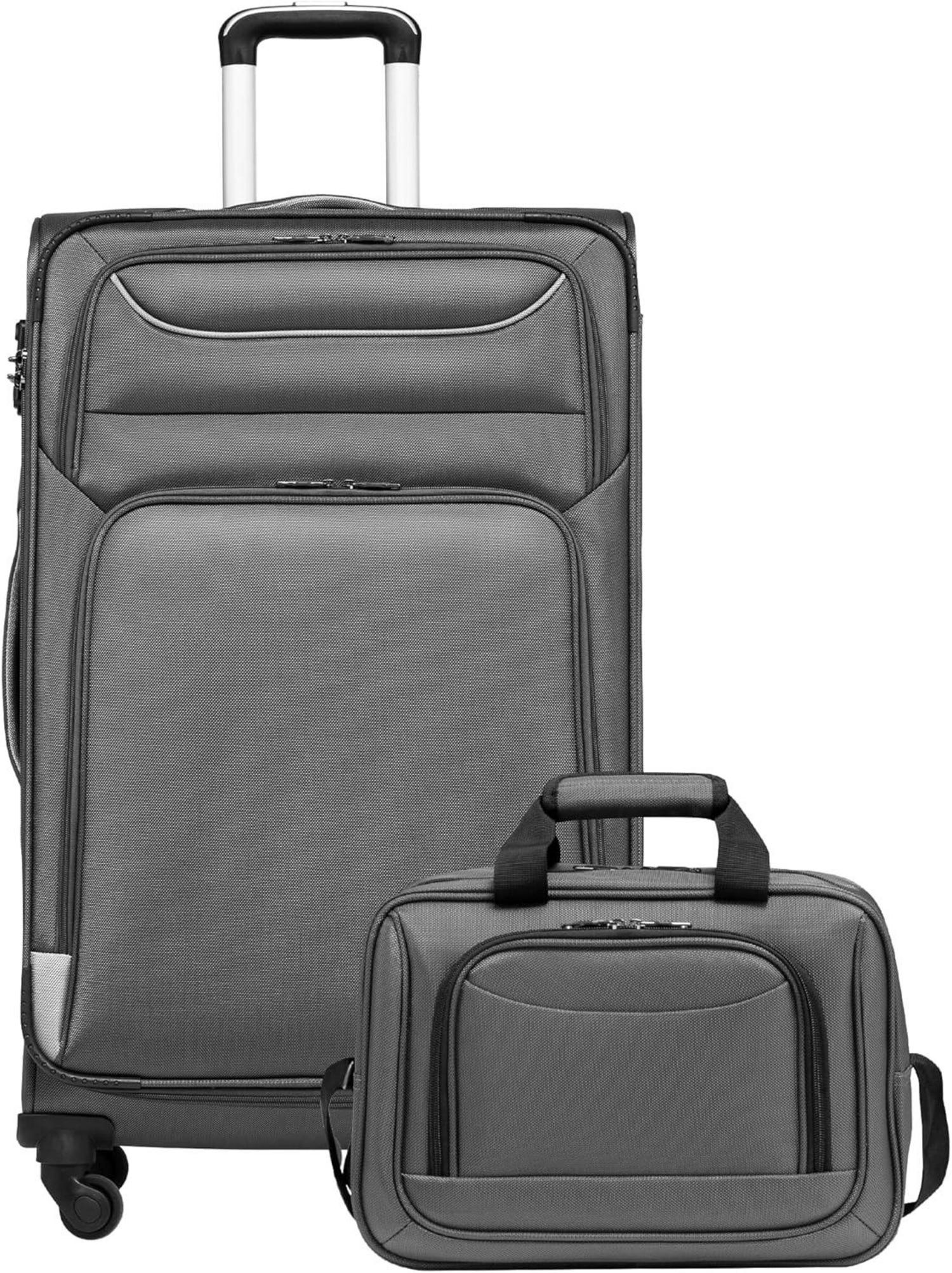 COOLIFE Koffer Trolley Set 2tlg 4 Rollen TSA-Schloss Grau