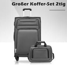COOLIFE Koffer Set 2tlg Grau 4 Rollen Handgepäck TSA-Schloss