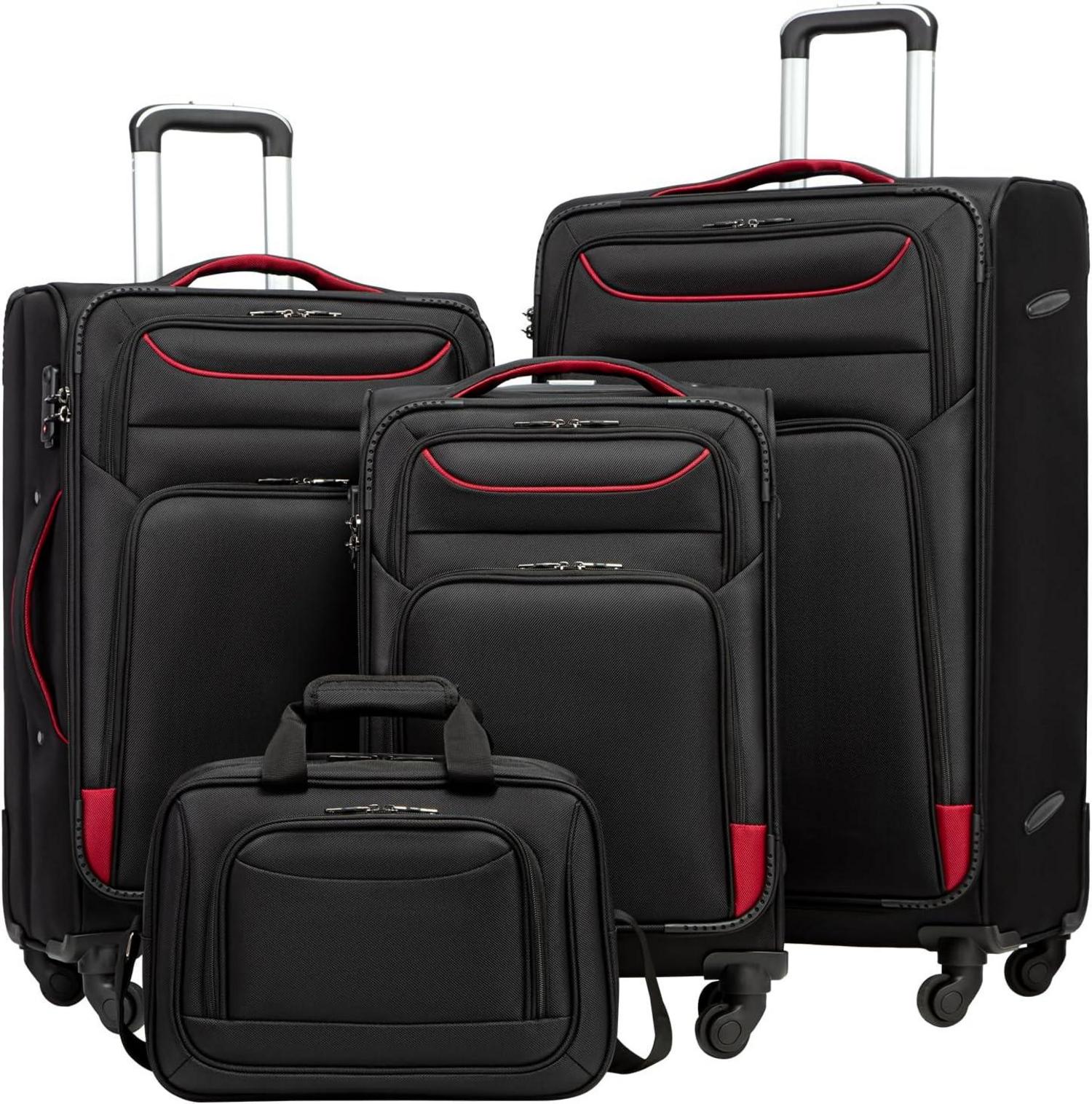 COOLIFE Koffer Set 4tlg Schwarz TSA-Schloss Handgepäck