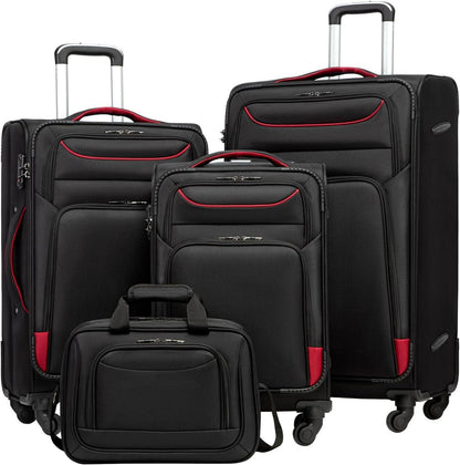 COOLIFE Koffer Set 4tlg Schwarz TSA-Schloss Handgepäck