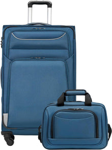 COOLIFE 2tlg Koffer Set 4 Rollen Stoffkoffer Handgepäck TSA-Schloss