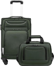 Koffer Trolley Handgepäck Set 2tlg TSA-Schloss Dunkelgrün