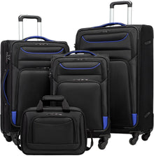 Koffer Set 4tlg mit TSA-Schloss und Umhängetasche Schwarz Blau