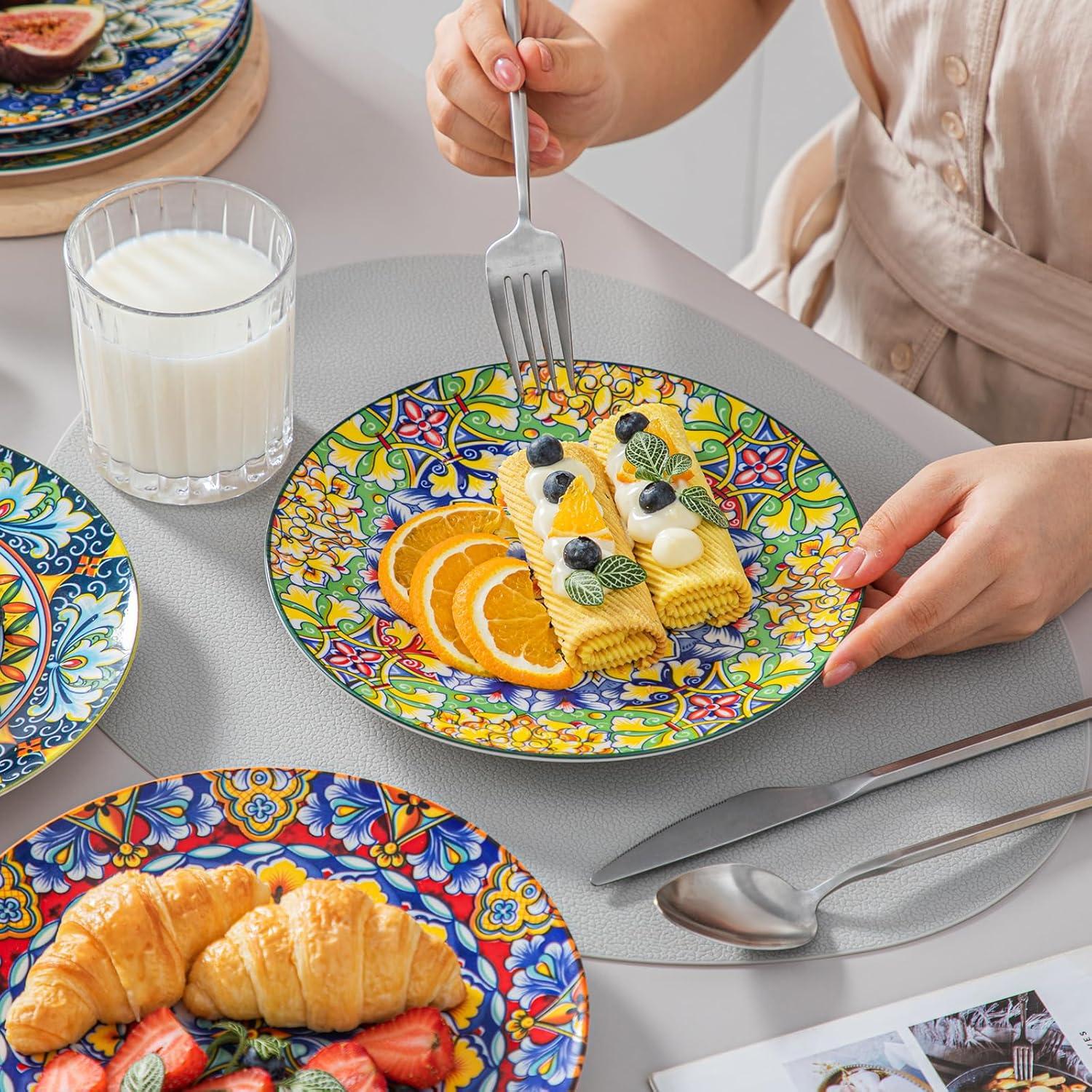 Boho-Teller Keramik Set Salat Dessert Mikrowelle Spülmaschine