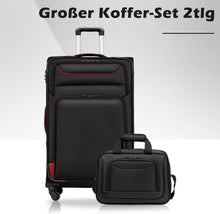 COOLIFE Koffer Set 2tlg Schwarz Stoffkoffer 4 Rollen