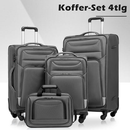 COOLIFE Koffer-Set 4tlg Stoffkoffer Handgepäck TSA-Schloss